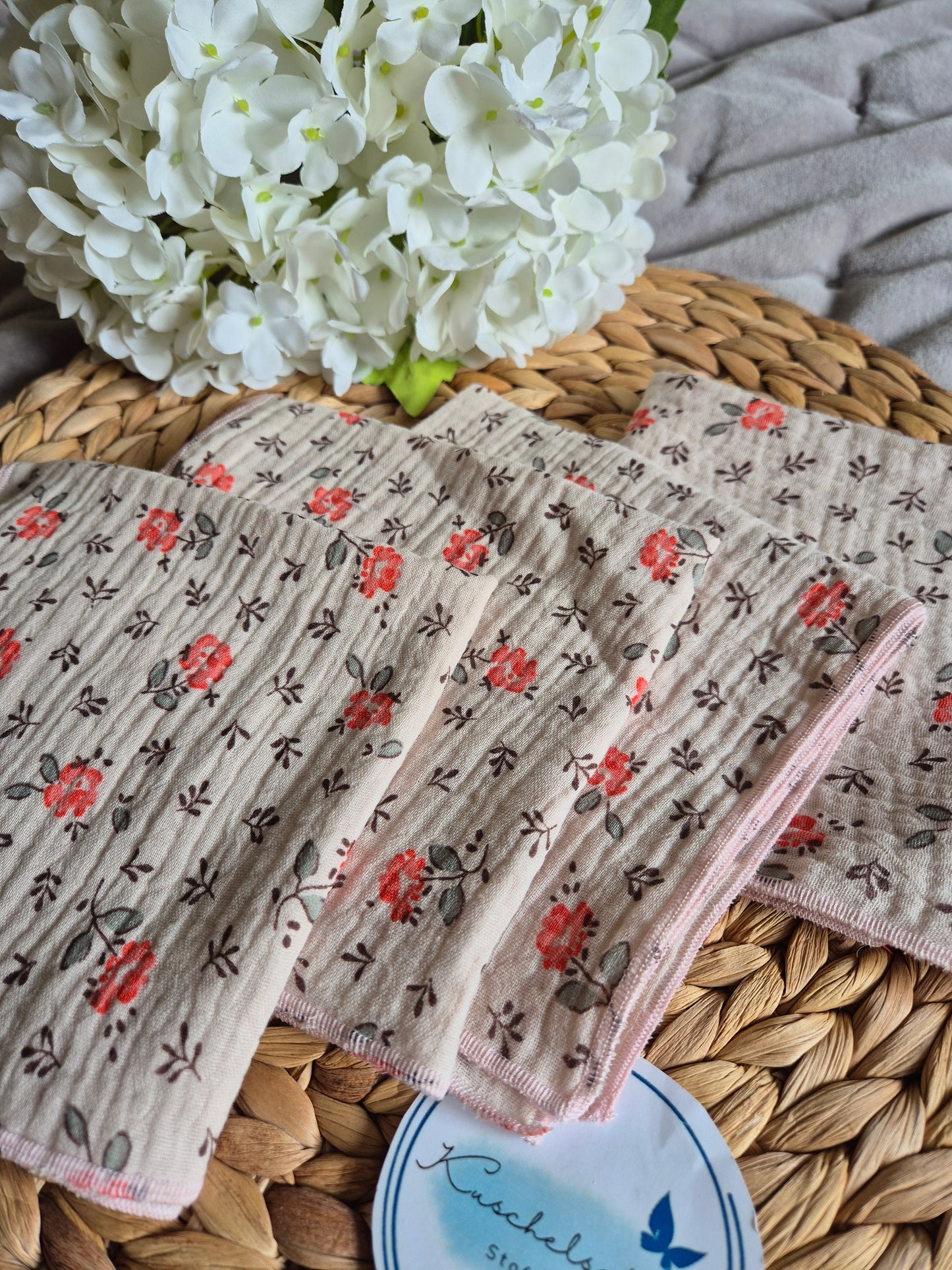 Set of 3 Handkerchief  Tissues fabric cotton very Soft Eco-Friendly washable reusable perfect gift, ca 30x30cm