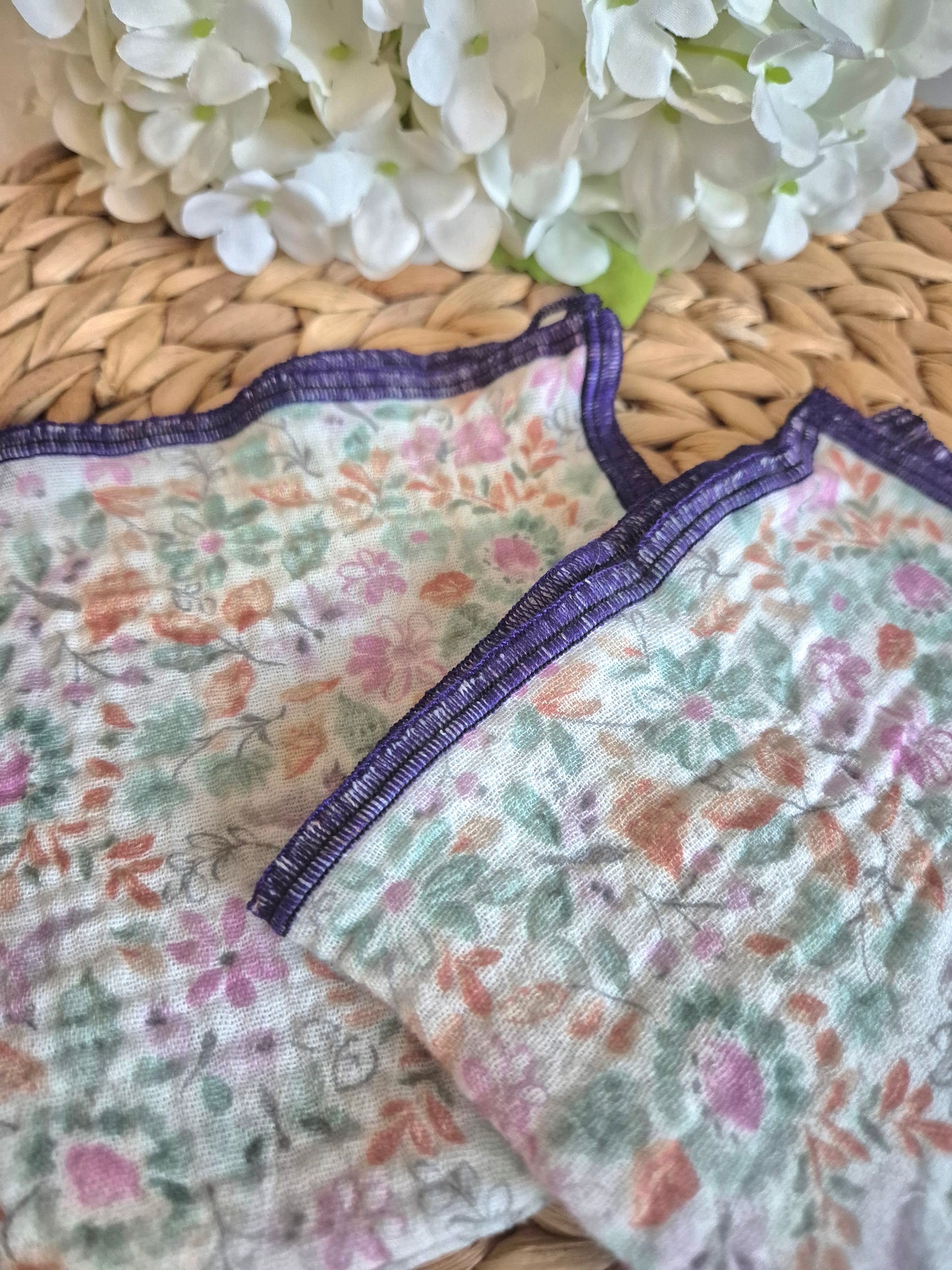 Set of 2 Handkerchief  Tissues fabric cotton very Soft Eco-Friendly washable reusable perfect gift