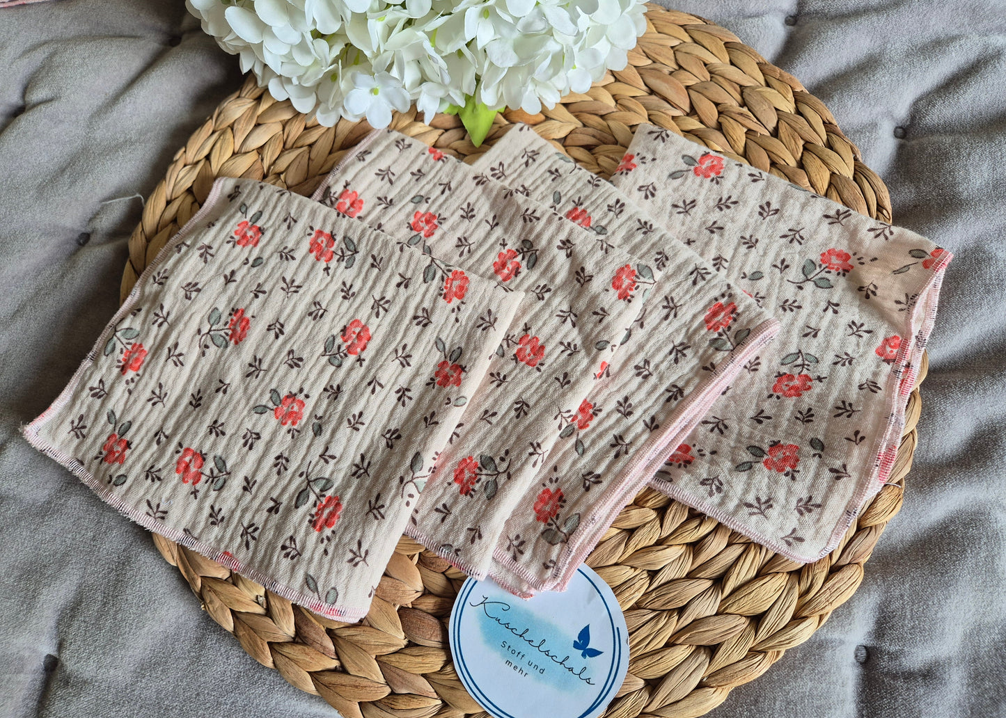 Set of 3 Handkerchief  Tissues fabric cotton very Soft Eco-Friendly washable reusable perfect gift, ca 30x30cm
