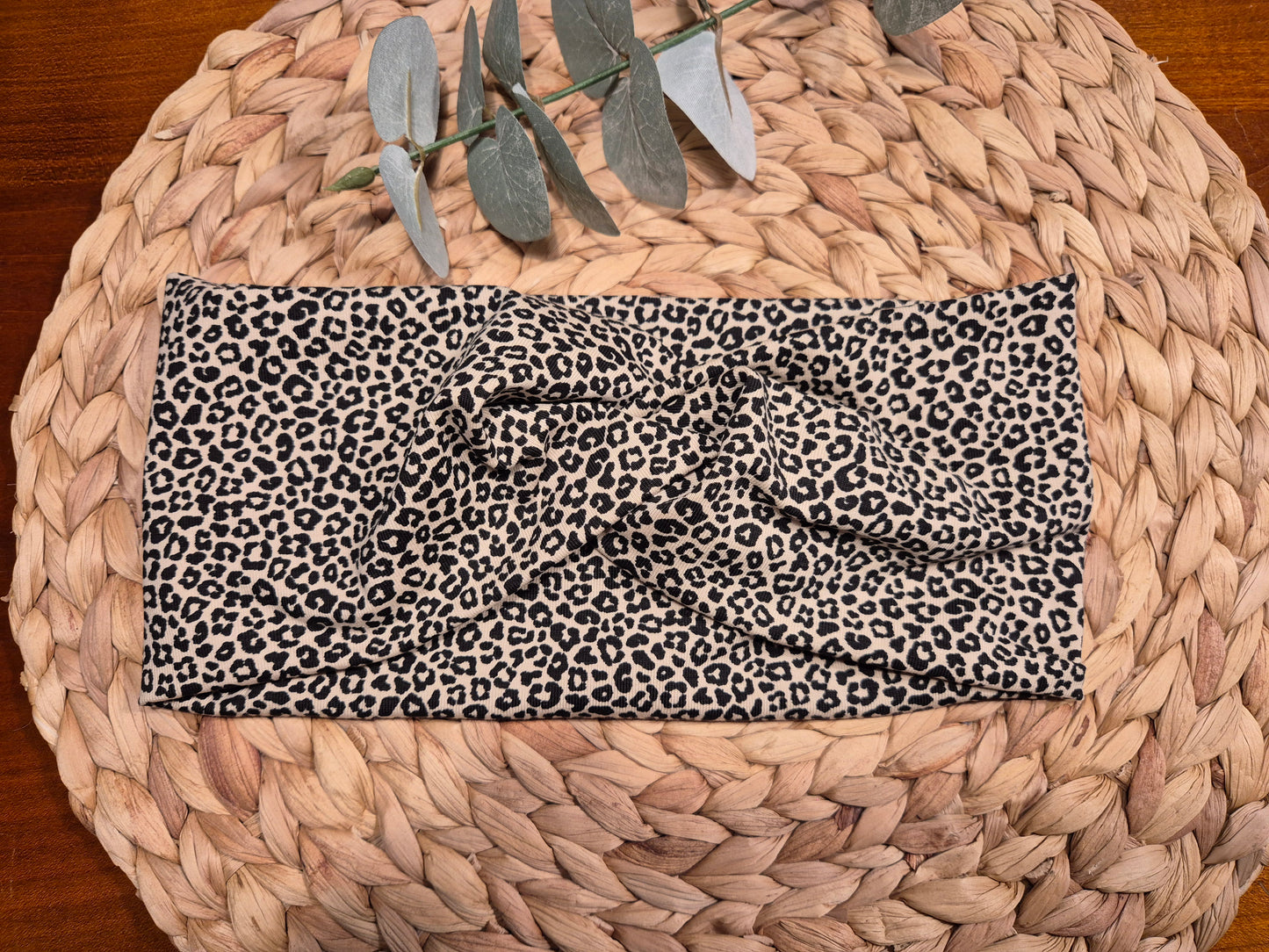 Stirnband aus BioBaumwolljersey im Leo Print, Extra breit, Grösse Damen