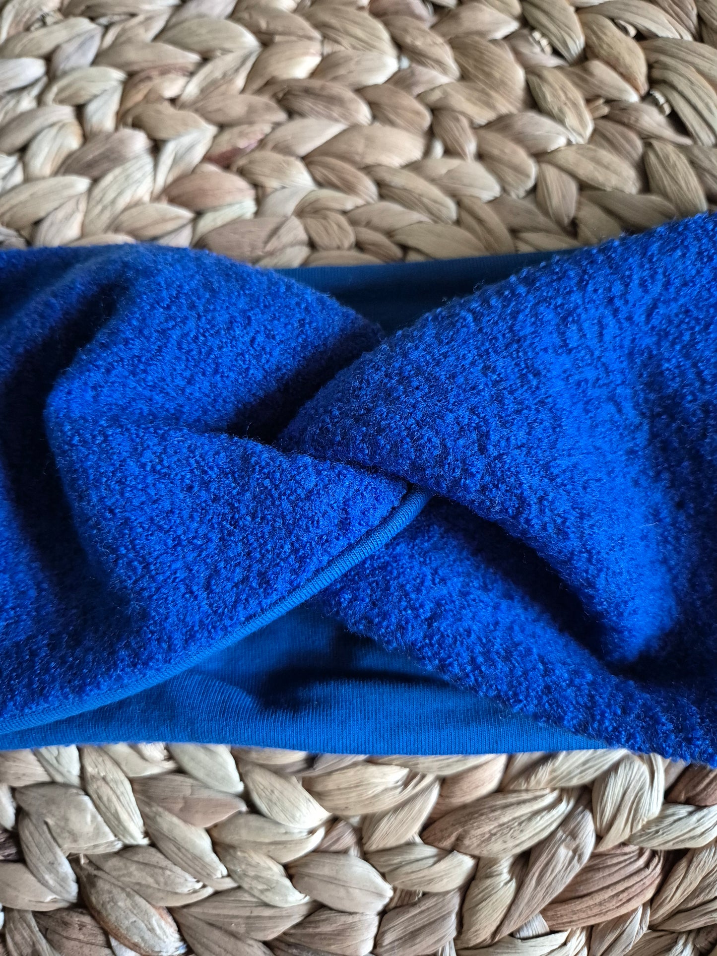 Stirnband aus MerinoWollwalk - gefüttert in BioBaumwolljersey, Grösse Damen, Farbe Royalblau