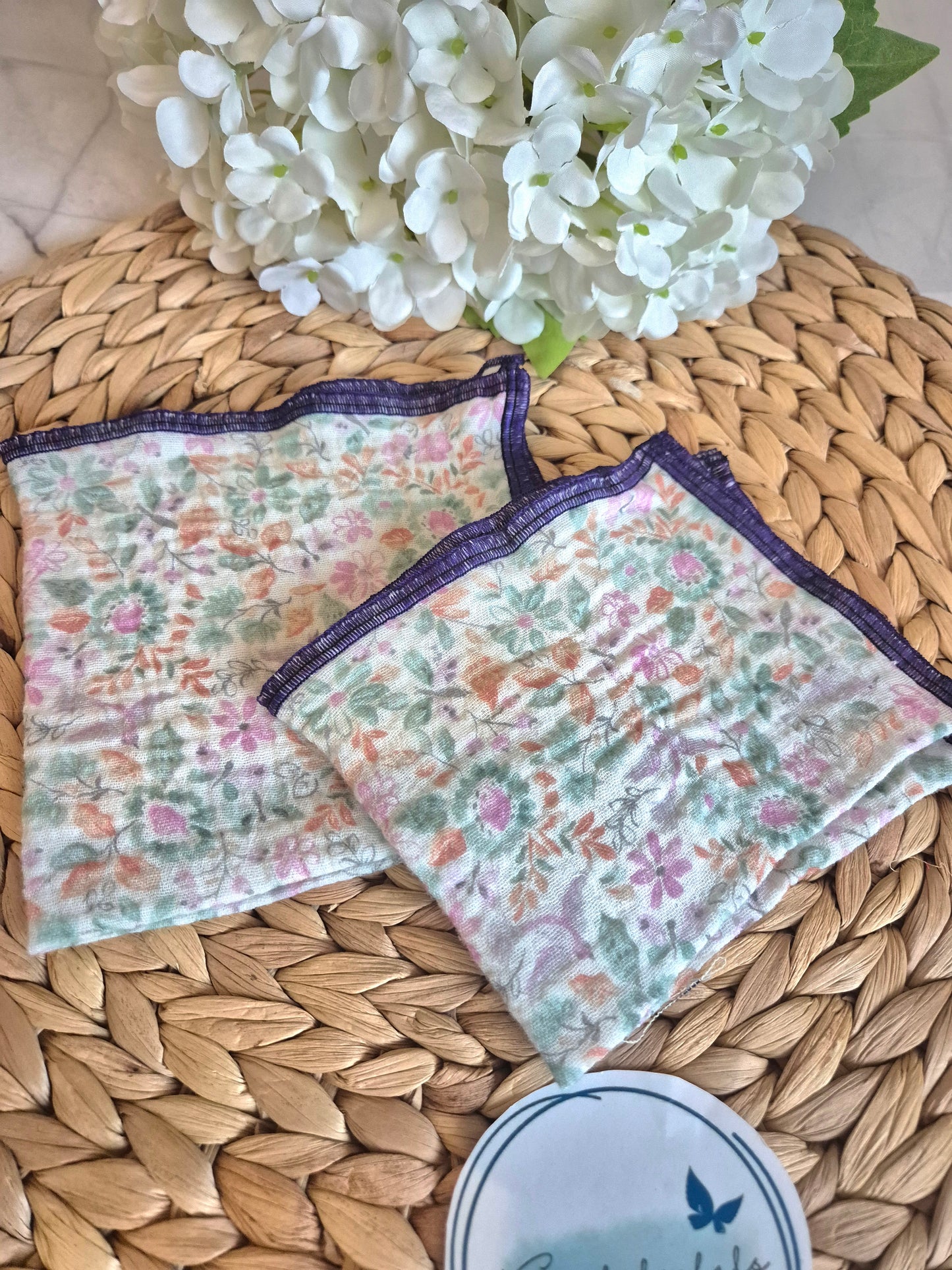 Set of 2 Handkerchief  Tissues fabric cotton very Soft Eco-Friendly washable reusable perfect gift