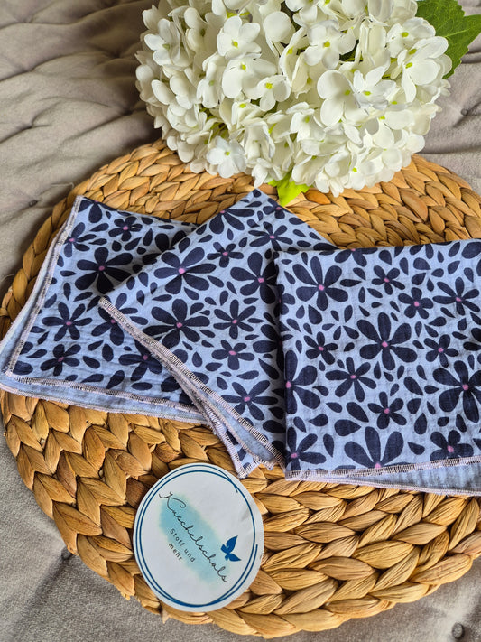 Set of 3 Handkerchief  Tissues fabric cotton very Soft Eco-Friendly washable reusable perfect gift ca 30x30cm