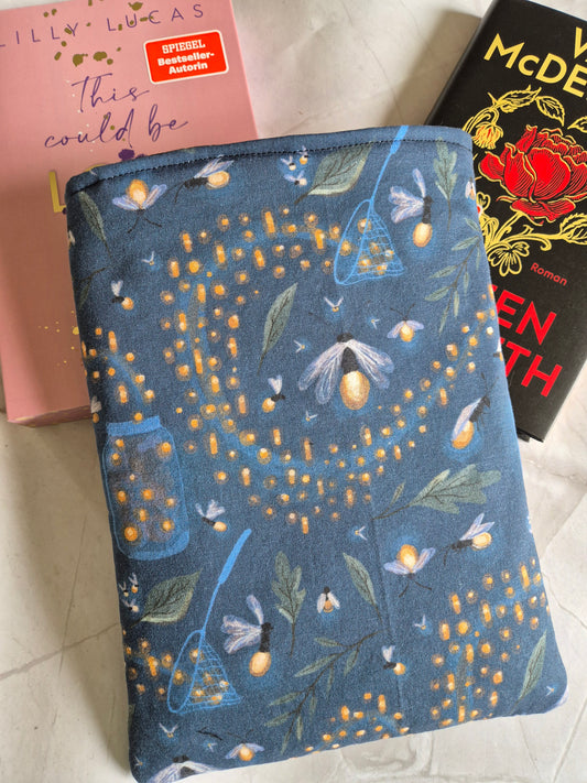 Glühwürmchen Sommernacht  Buchhülle Ereader Hülle - 3 Sizes - Handmade by me in Switzerland