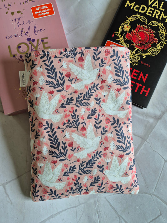 Taube Frieden Rosa Pink Buchhülle Ereader Hülle - 3 Sizes - Handmade by me in Switzerland
