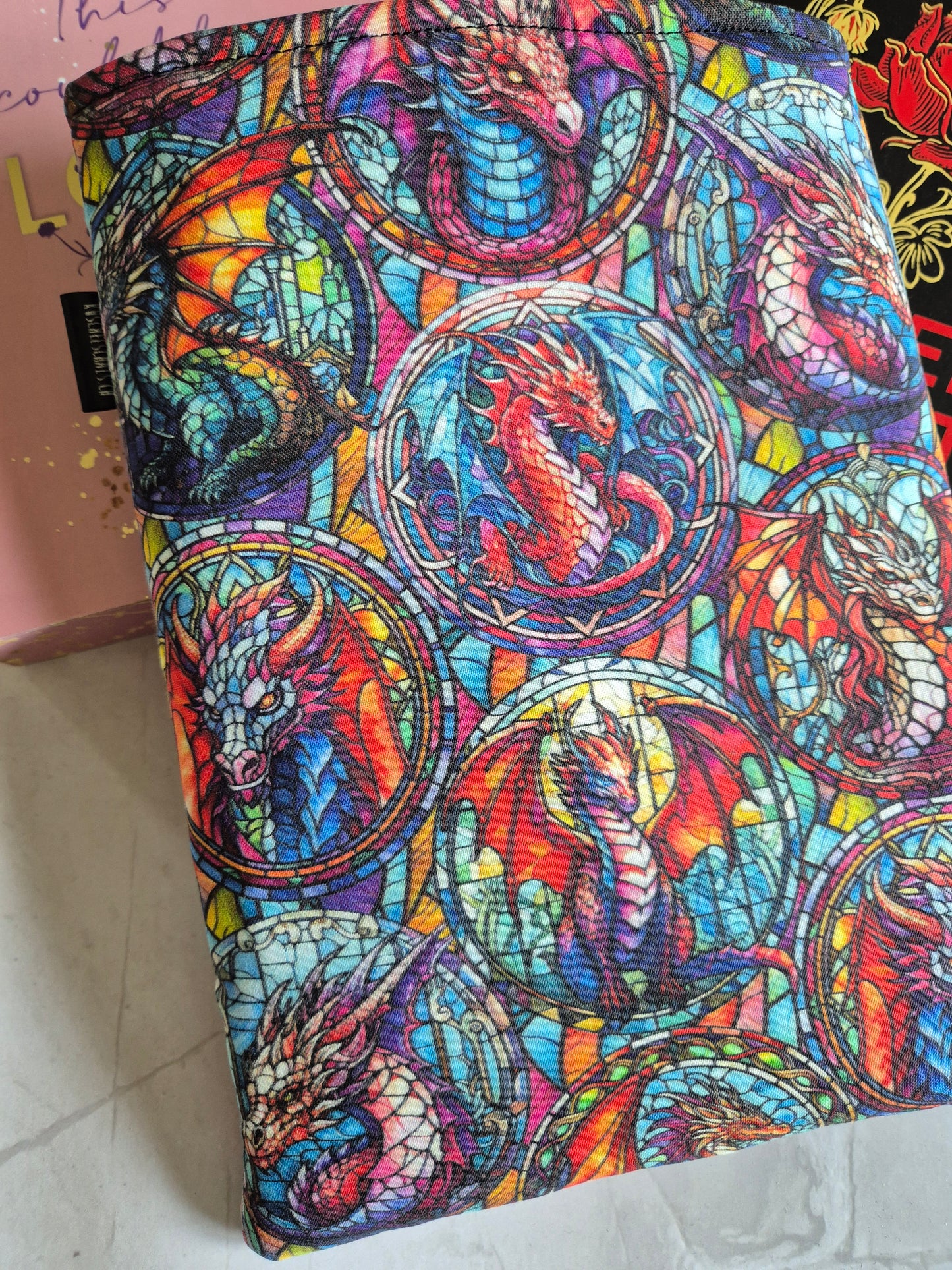 Stainedglass Dragon Lover Book Cover Kindle Kobo - 3 Sizes - Handmade