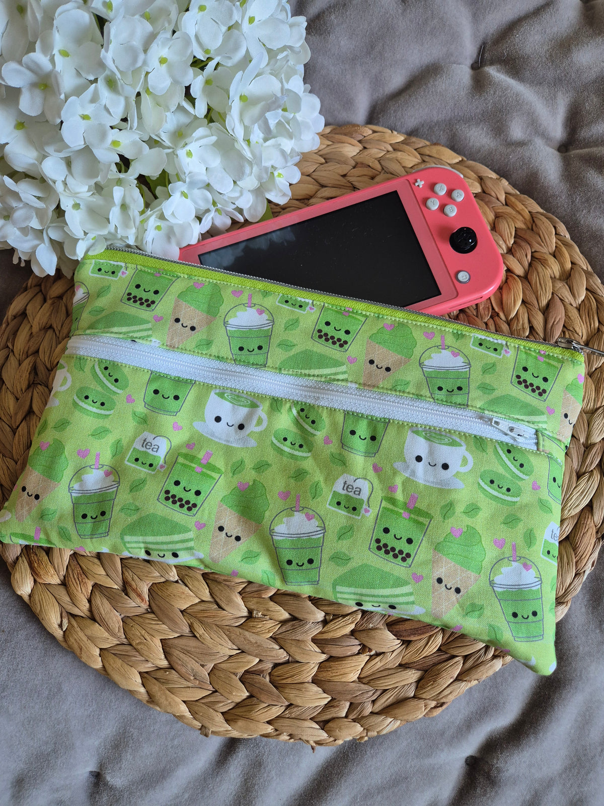 Padded Cover for Switch 1 / Switch 2 / Oled / Nintendo DS handmade with Zipper choose your fabric matcha kawaii Gaming add Personalisation