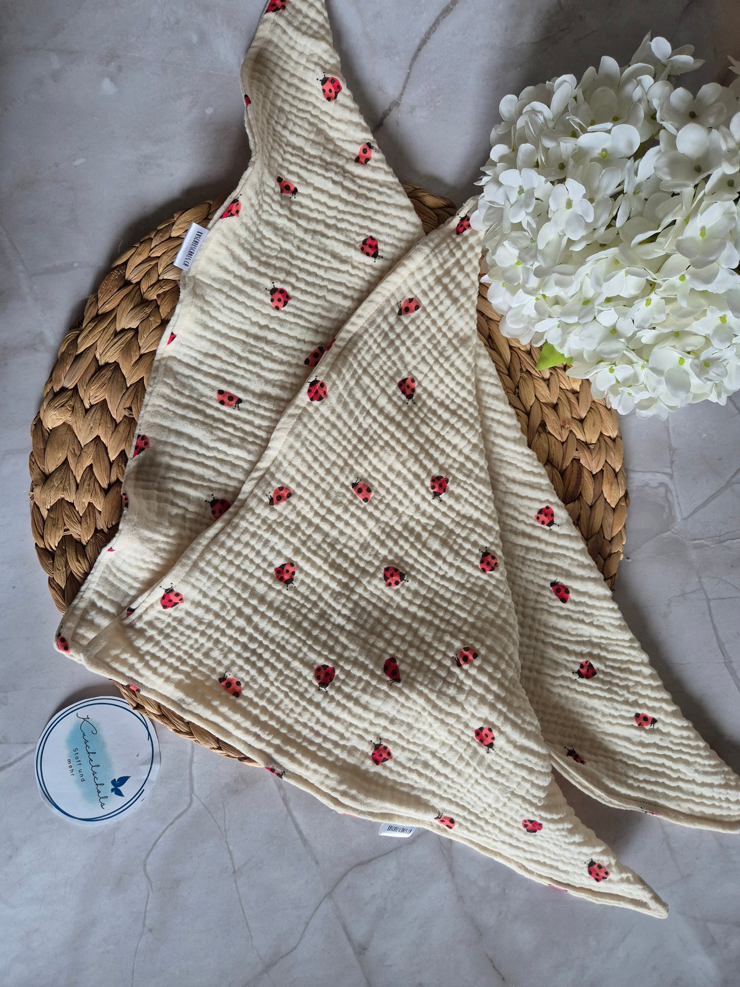 Kinderschals aus 100% Baumwollmusselin vegane Kinderkleider; Halstuch für Kinder; Geschenk für Adventskalender, Marienkäfer Pinguin Bären