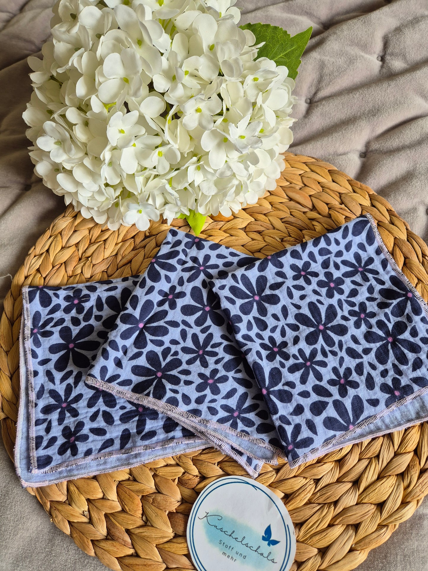 Set of 3 Handkerchief  Tissues fabric cotton very Soft Eco-Friendly washable reusable perfect gift ca 30x30cm