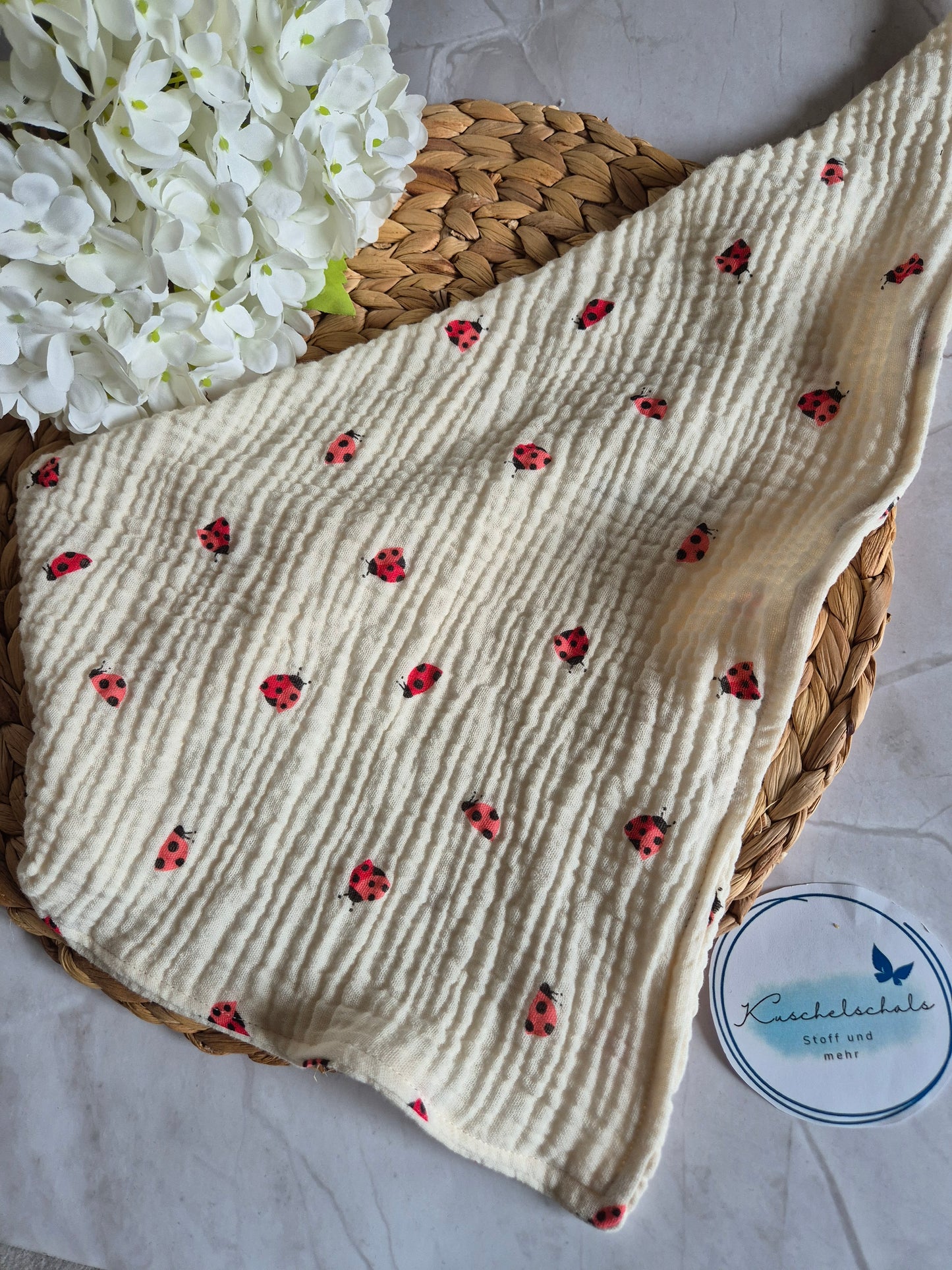 Kinderschals aus 100% Baumwollmusselin vegane Kinderkleider; Halstuch für Kinder; Geschenk für Adventskalender, Marienkäfer Pinguin Bären