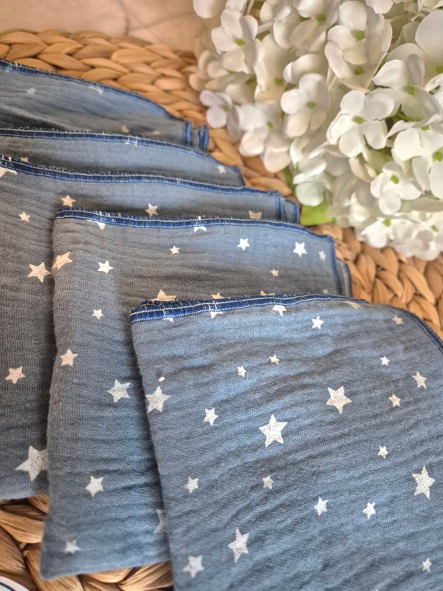 Set of 5 Handkerchief  Tissues fabric cotton very Soft Eco-Friendly washable reusable perfect gift
