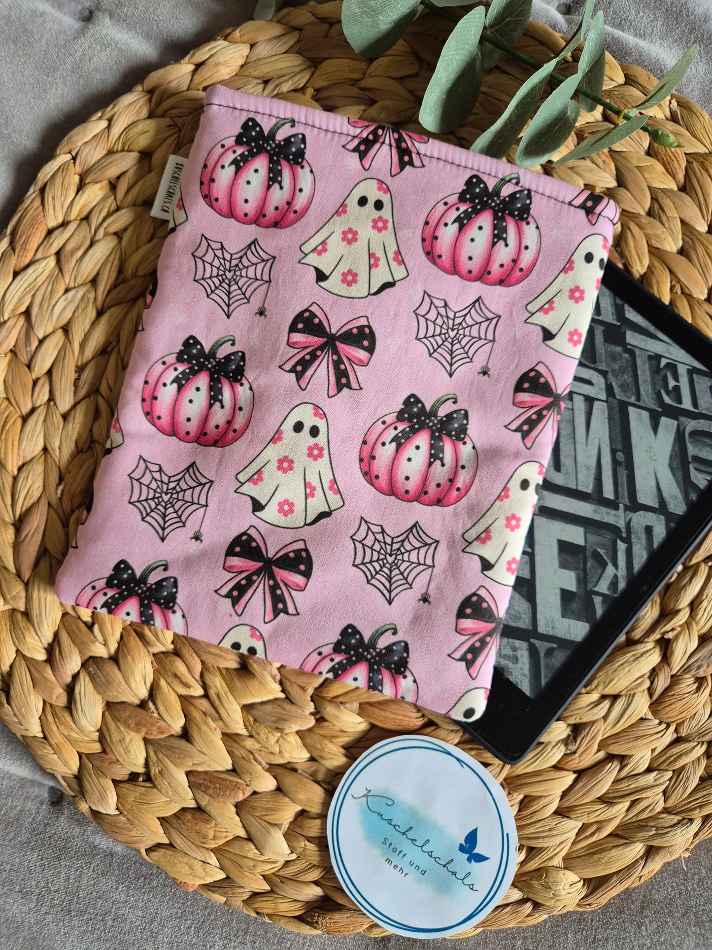 Halloween Pink Ghost Book Cover Kindle Kobo - 3 Sizes - Handmade Book Sleeve