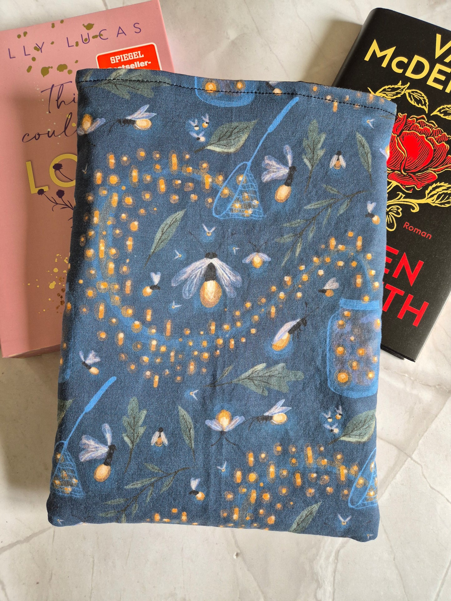 Glühwürmchen Sommernacht  Buchhülle Ereader Hülle - 3 Sizes - Handmade by me in Switzerland