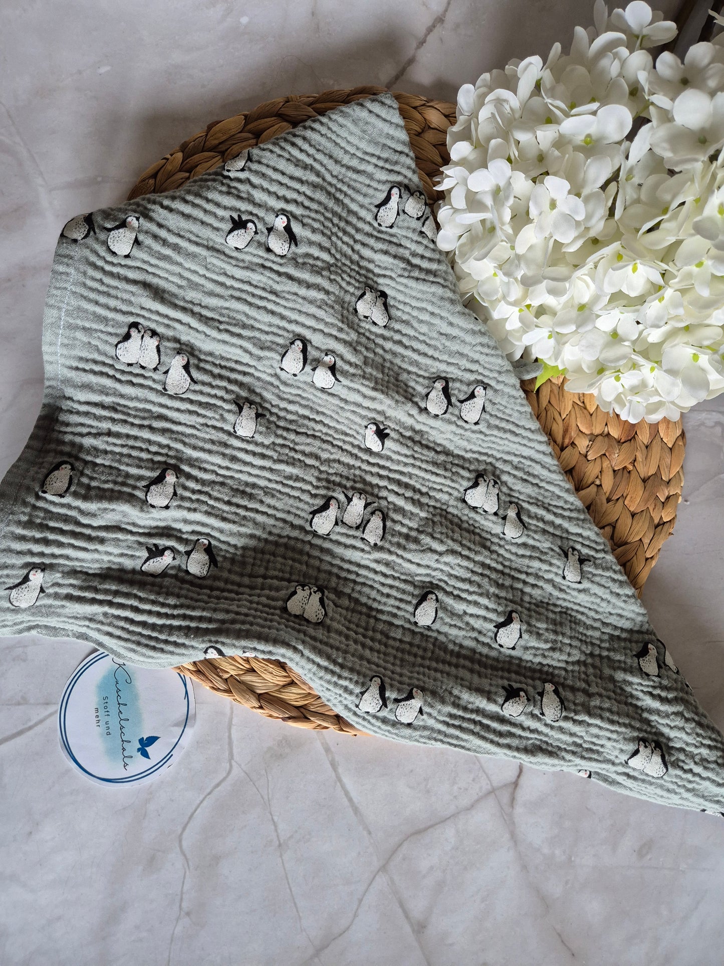 Kinderschals aus 100% Baumwollmusselin vegane Kinderkleider; Halstuch für Kinder; Geschenk für Adventskalender, Marienkäfer Pinguin Bären