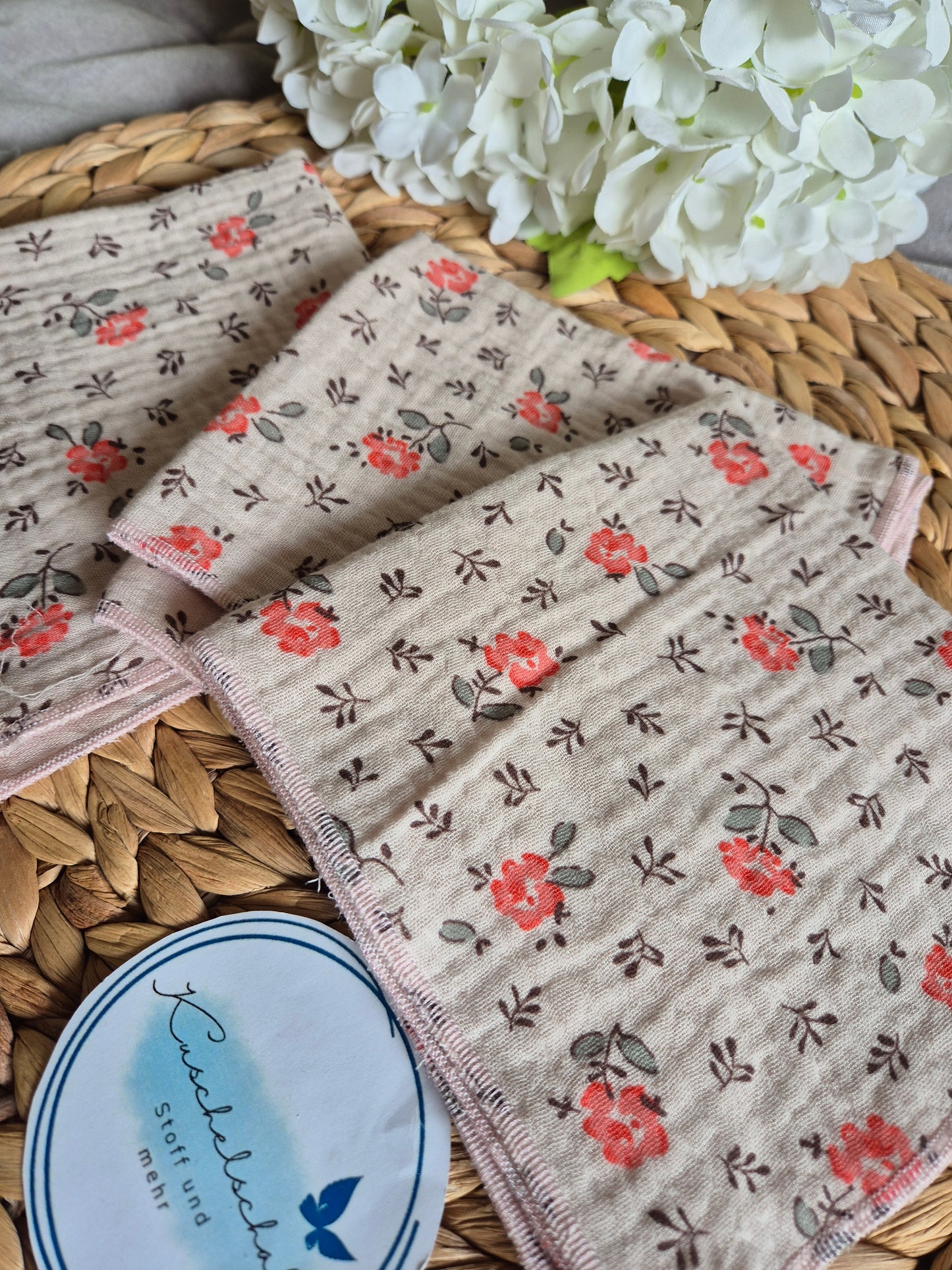 Set of 3 Handkerchief  Tissues fabric cotton very Soft Eco-Friendly washable reusable perfect gift, ca 30x30cm