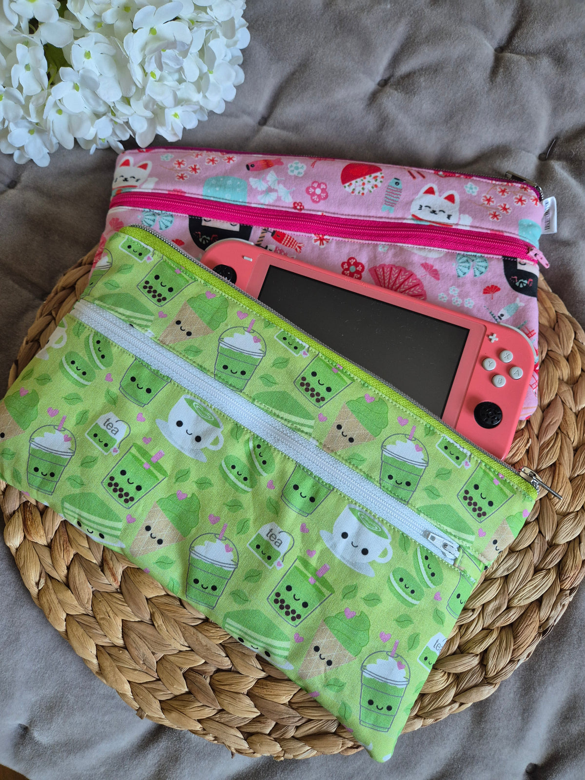 Padded Cover for Switch 1 / Switch 2 / Oled / Nintendo DS handmade with Zipper choose your fabric matcha kawaii Gaming add Personalisation