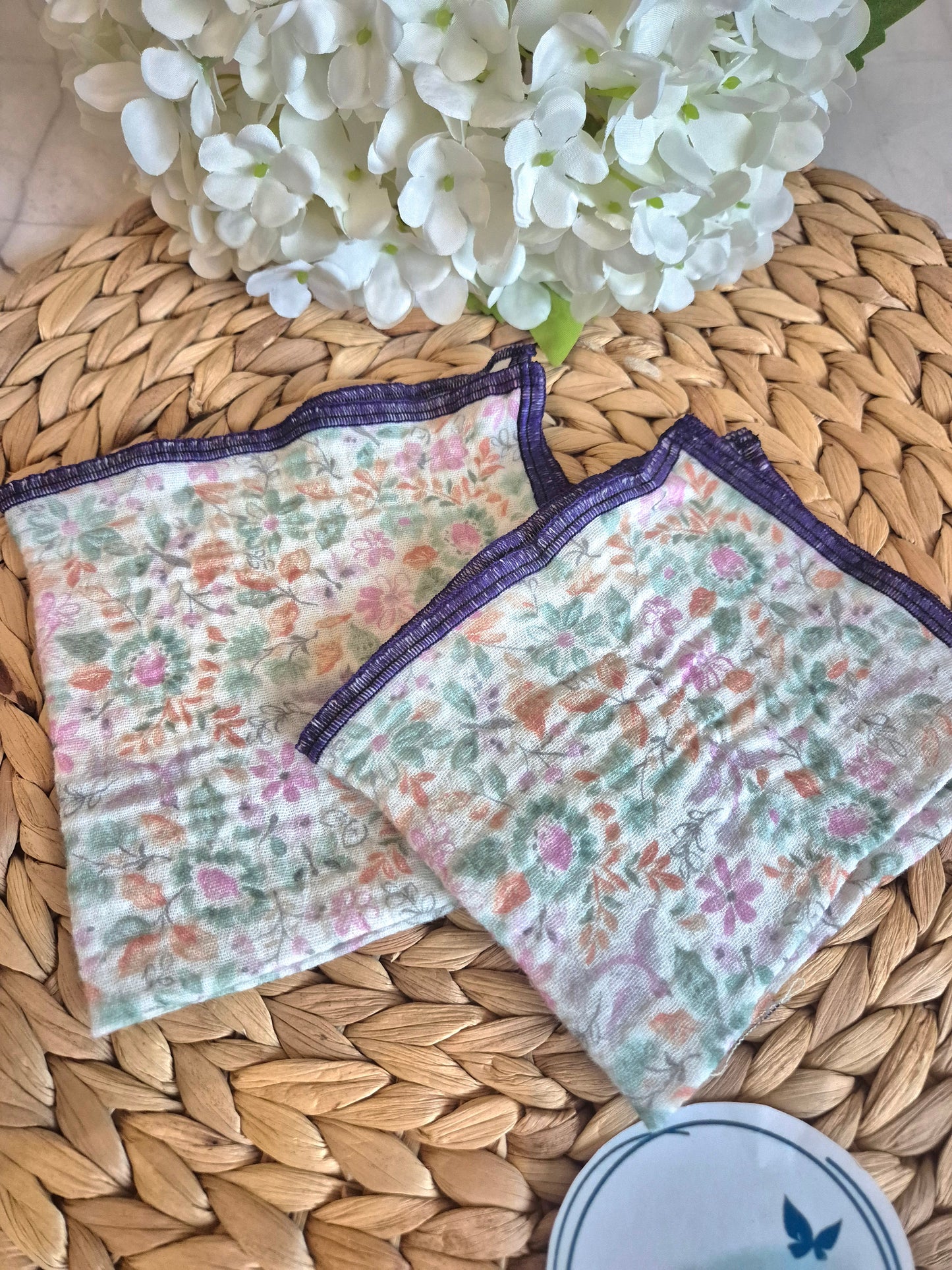 Set of 2 Handkerchief  Tissues fabric cotton very Soft Eco-Friendly washable reusable perfect gift