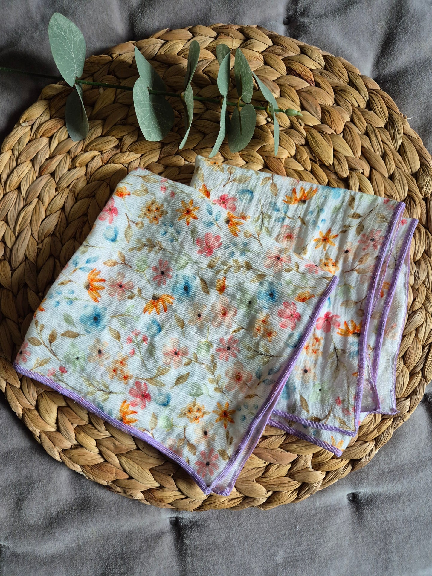 Set of 3 Handkerchief  Tissues fabric cotton very Soft Eco-Friendly washable reusable perfect gift