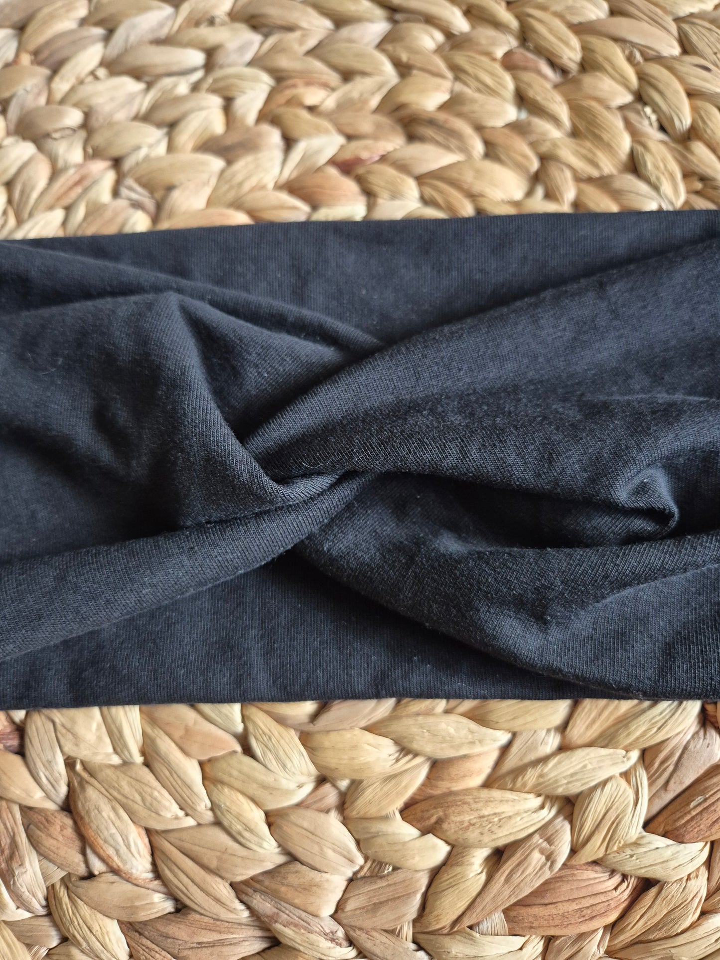 Stirnband aus BioBaumwolljersey Schwarz , Extra breit, Grösse Damen