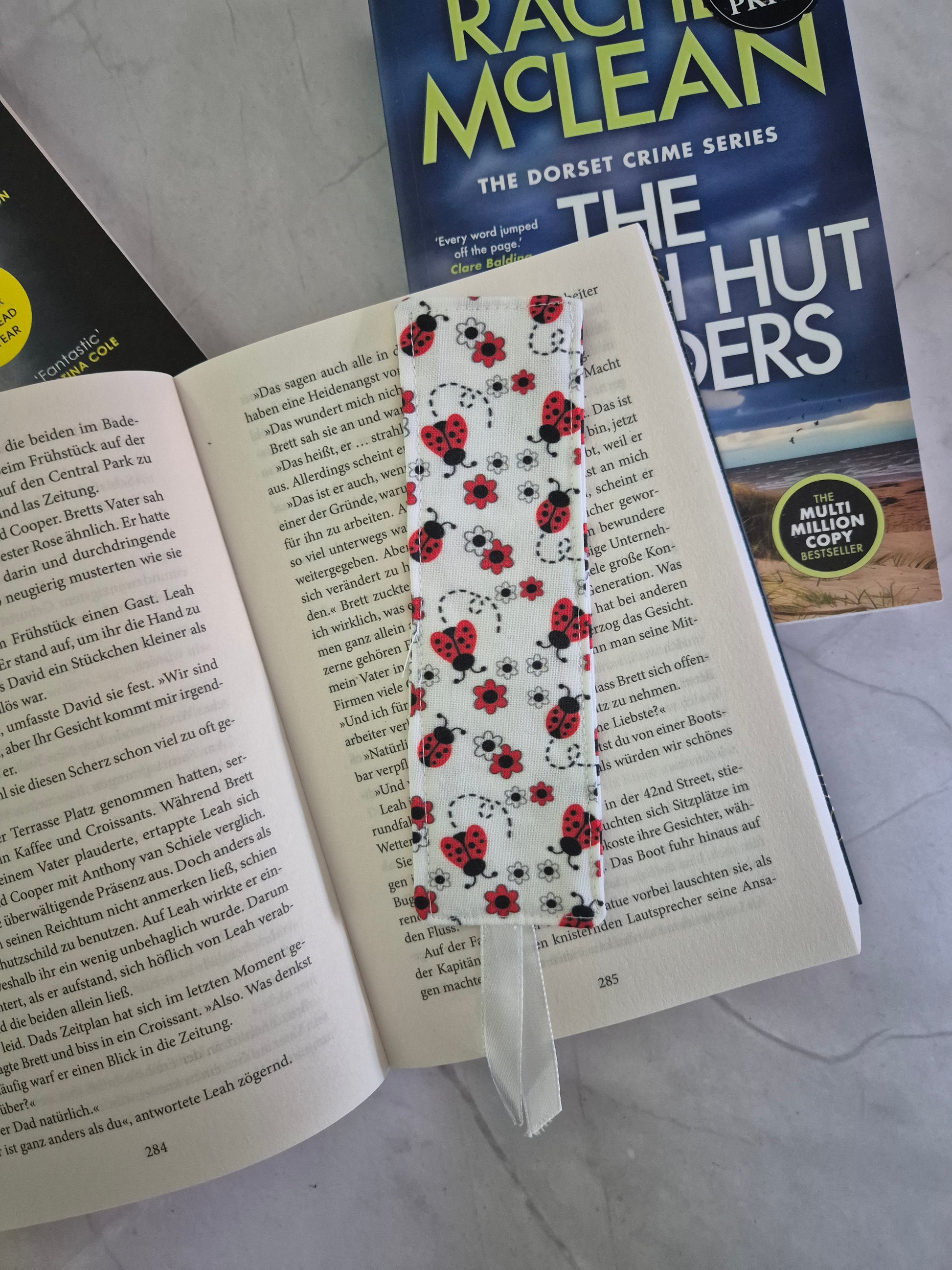 Lesezeichen Glückskäfer - handmade - Lesezeichen aus Stoff - handgenäht - Studenten Journaling - tolles Geschenk für Kranke - Ladybug - 