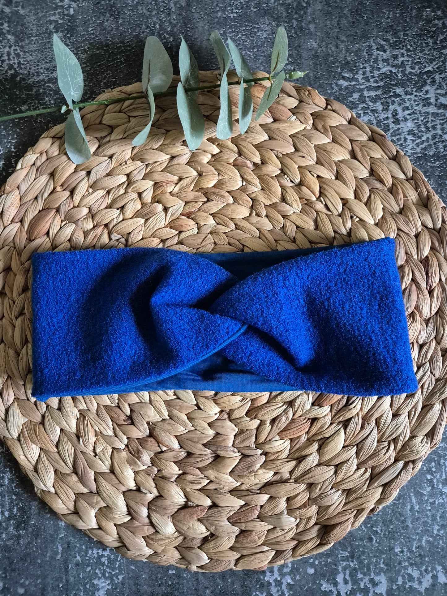 Stirnband aus MerinoWollwalk - gefüttert in BioBaumwolljersey, Grösse Damen, Farbe Royalblau