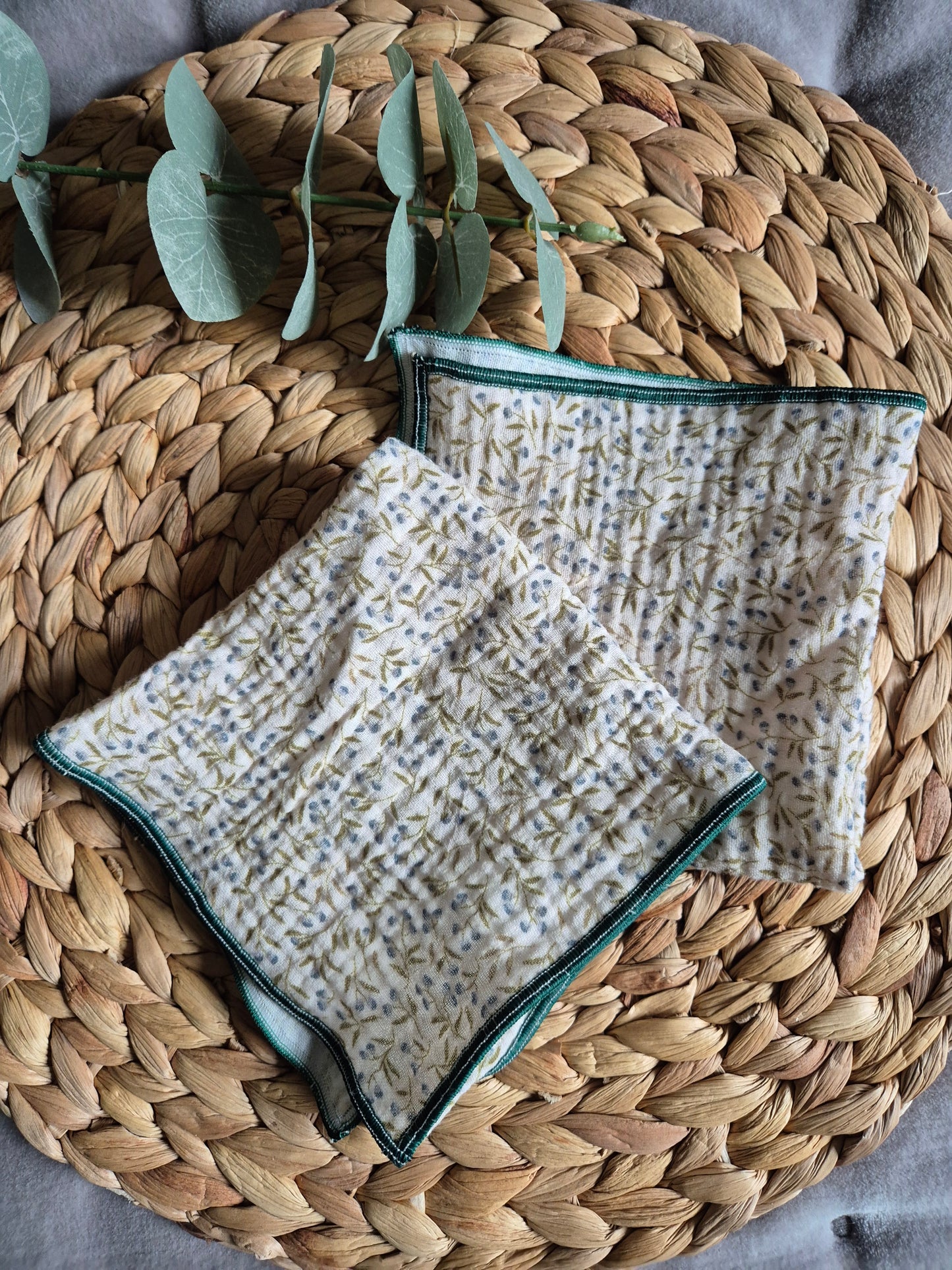 Set of 4 Handkerchief  Tissues fabric cotton very Soft Eco-Friendly washable reusable perfect gift