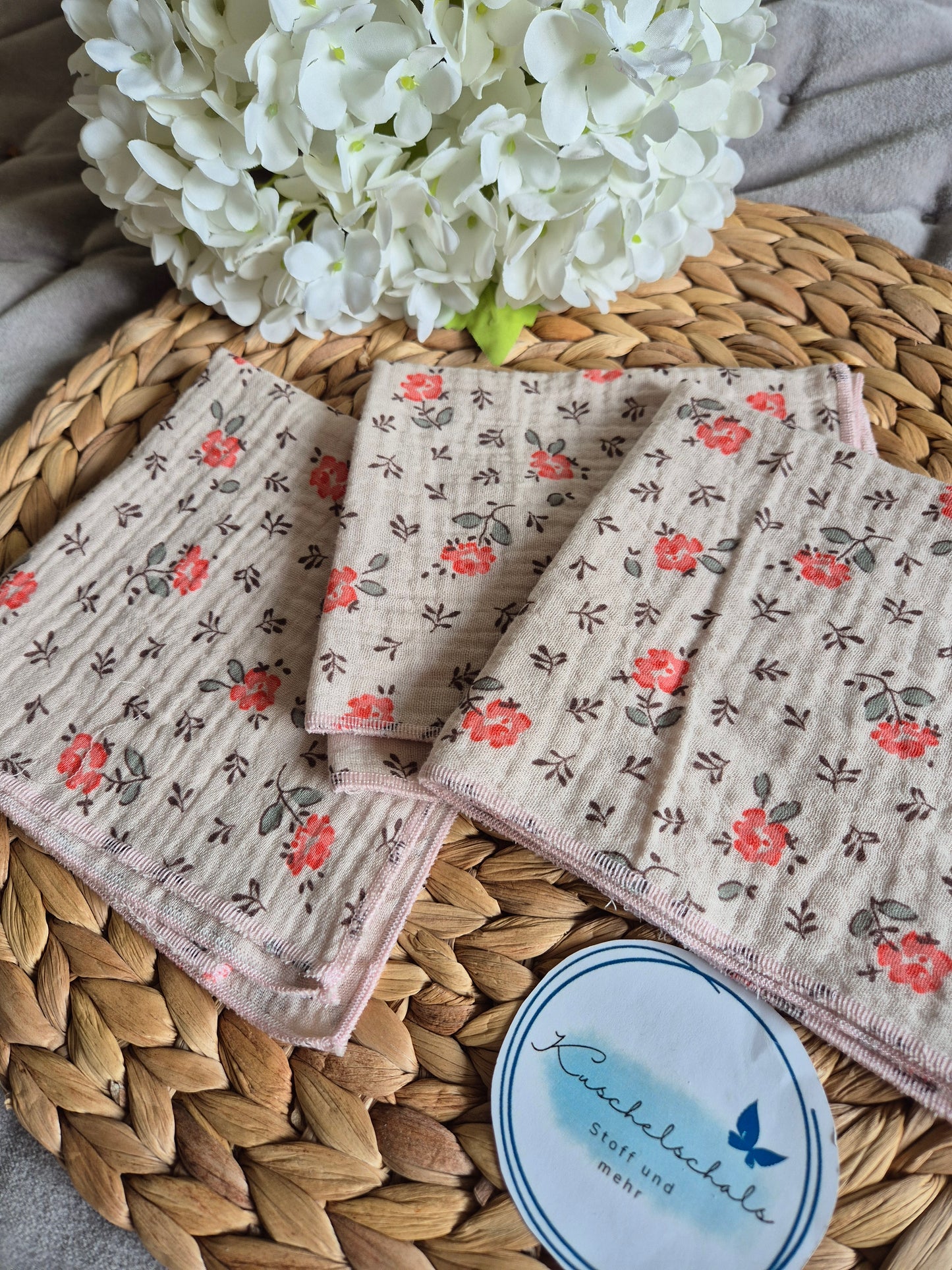 Set of 3 Handkerchief  Tissues fabric cotton very Soft Eco-Friendly washable reusable perfect gift, ca 30x30cm