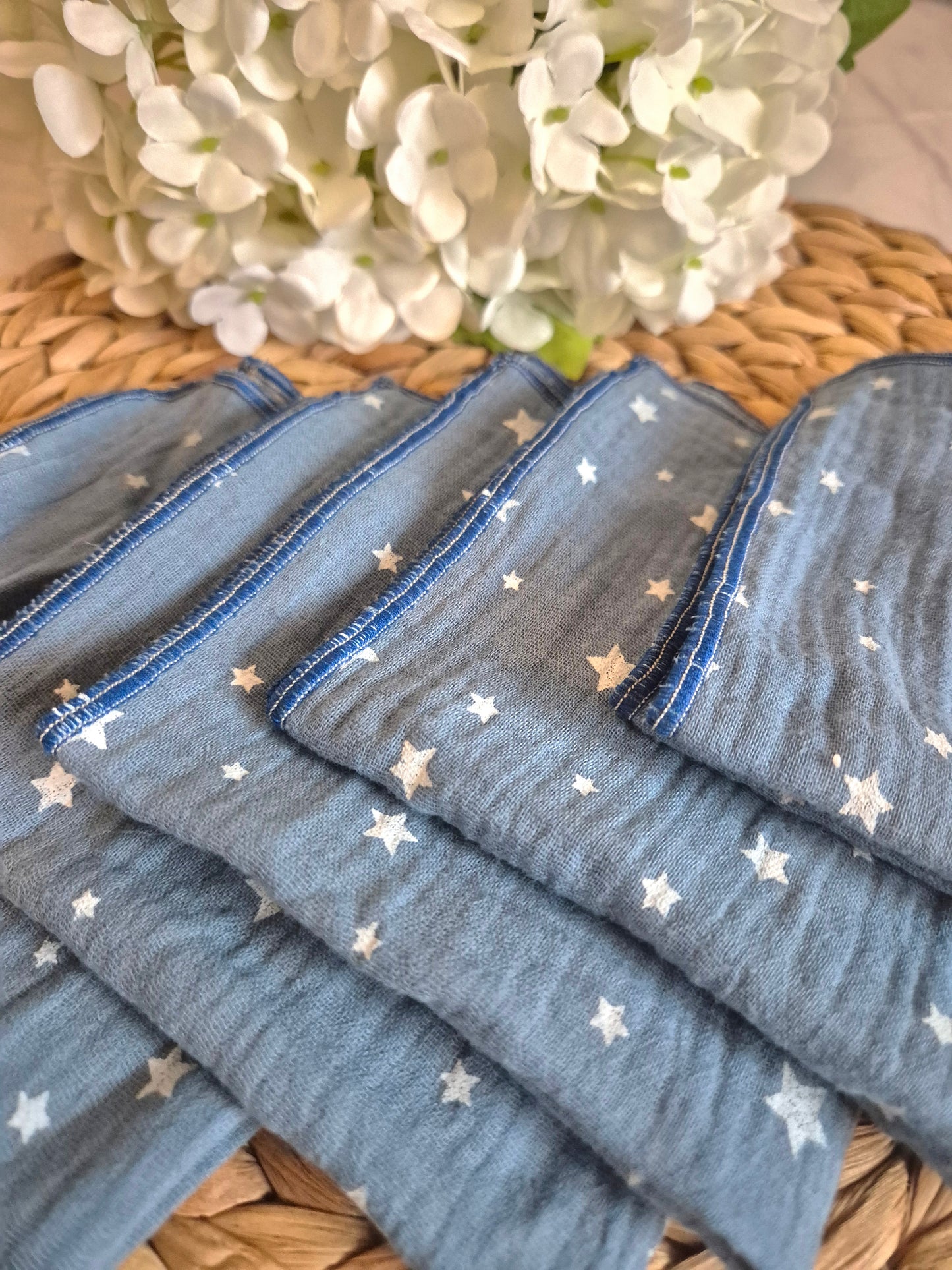 Set of 5 Handkerchief  Tissues fabric cotton very Soft Eco-Friendly washable reusable perfect gift