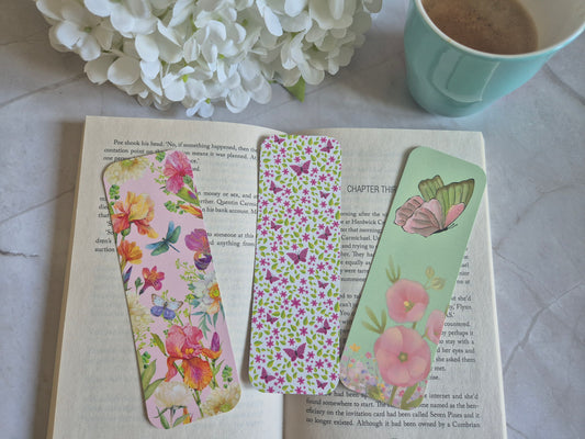 APRIL Bookmarks for the Bookmark Club, subscribe now !!!! Butterfly Flower Spring Pink Bookmarks - perfect gift for every Booklover