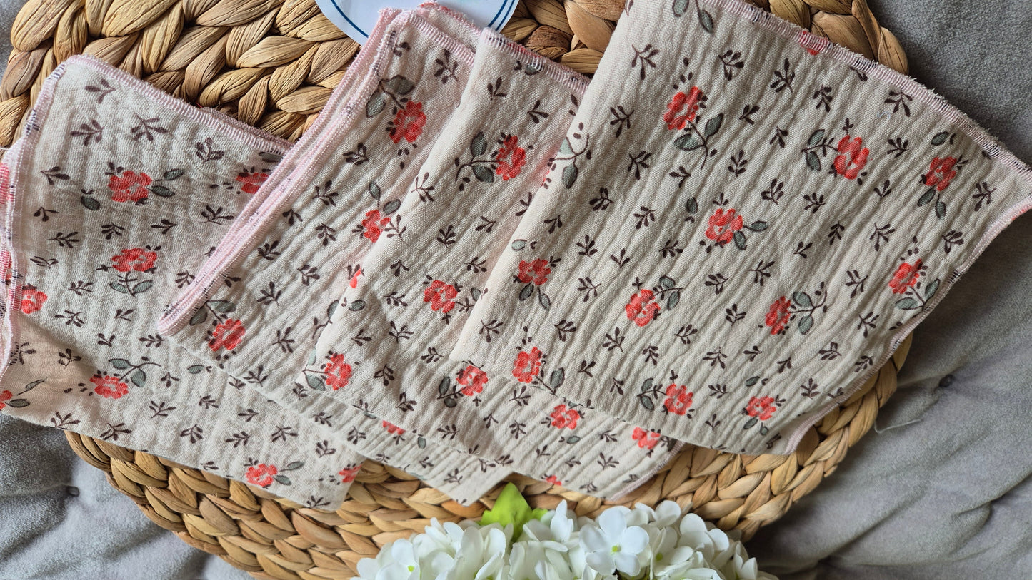 Set of 3 Handkerchief  Tissues fabric cotton very Soft Eco-Friendly washable reusable perfect gift, ca 30x30cm