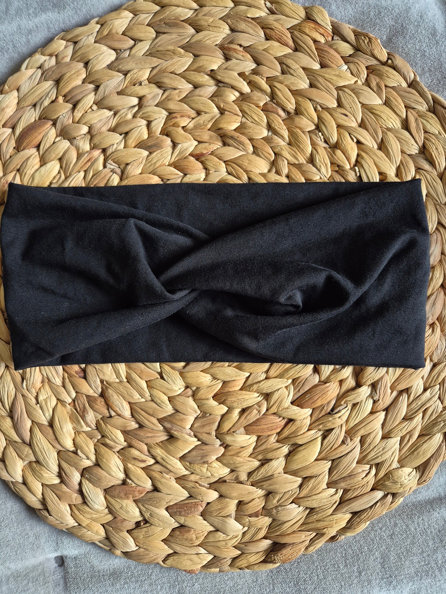 Stirnband aus BioBaumwolljersey Schwarz , Extra breit, Grösse Damen