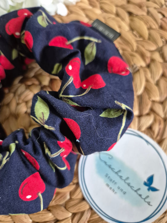 CHERRY lover  Scrunchie Hair bobble handmade Ponytail holder perfect gift hair accessories chic hair tie