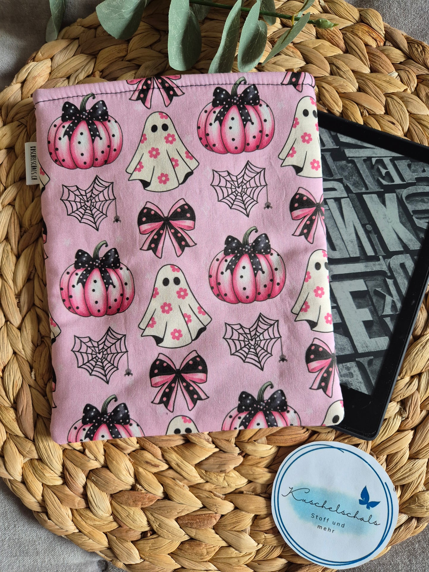Halloween Pink Ghost Book Cover Kindle Kobo - 3 Sizes - Handmade Book Sleeve
