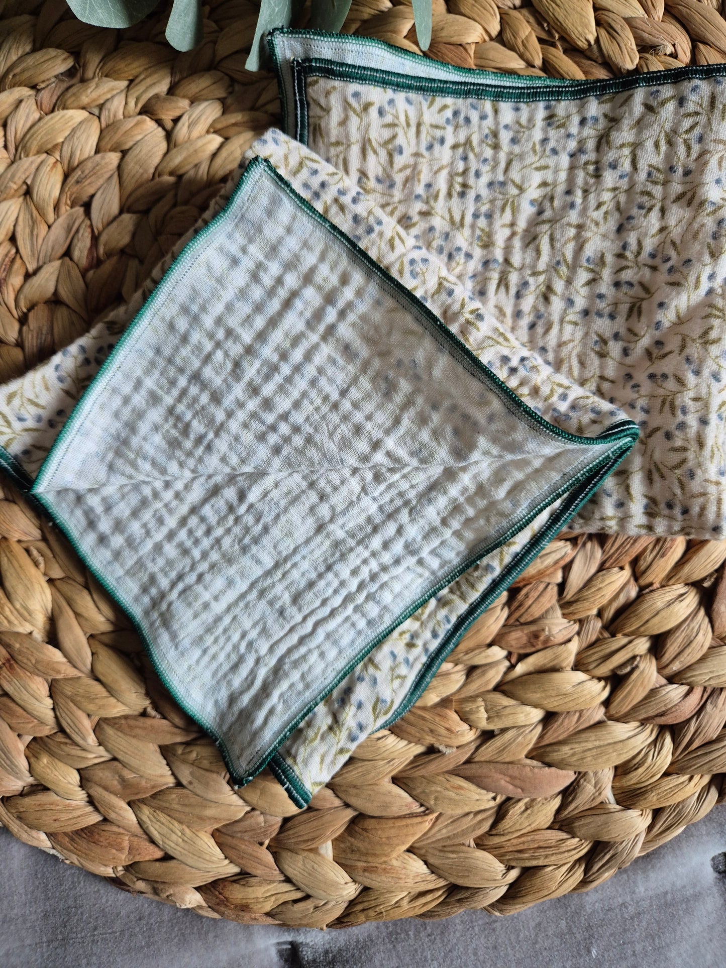 Set of 4 Handkerchief  Tissues fabric cotton very Soft Eco-Friendly washable reusable perfect gift