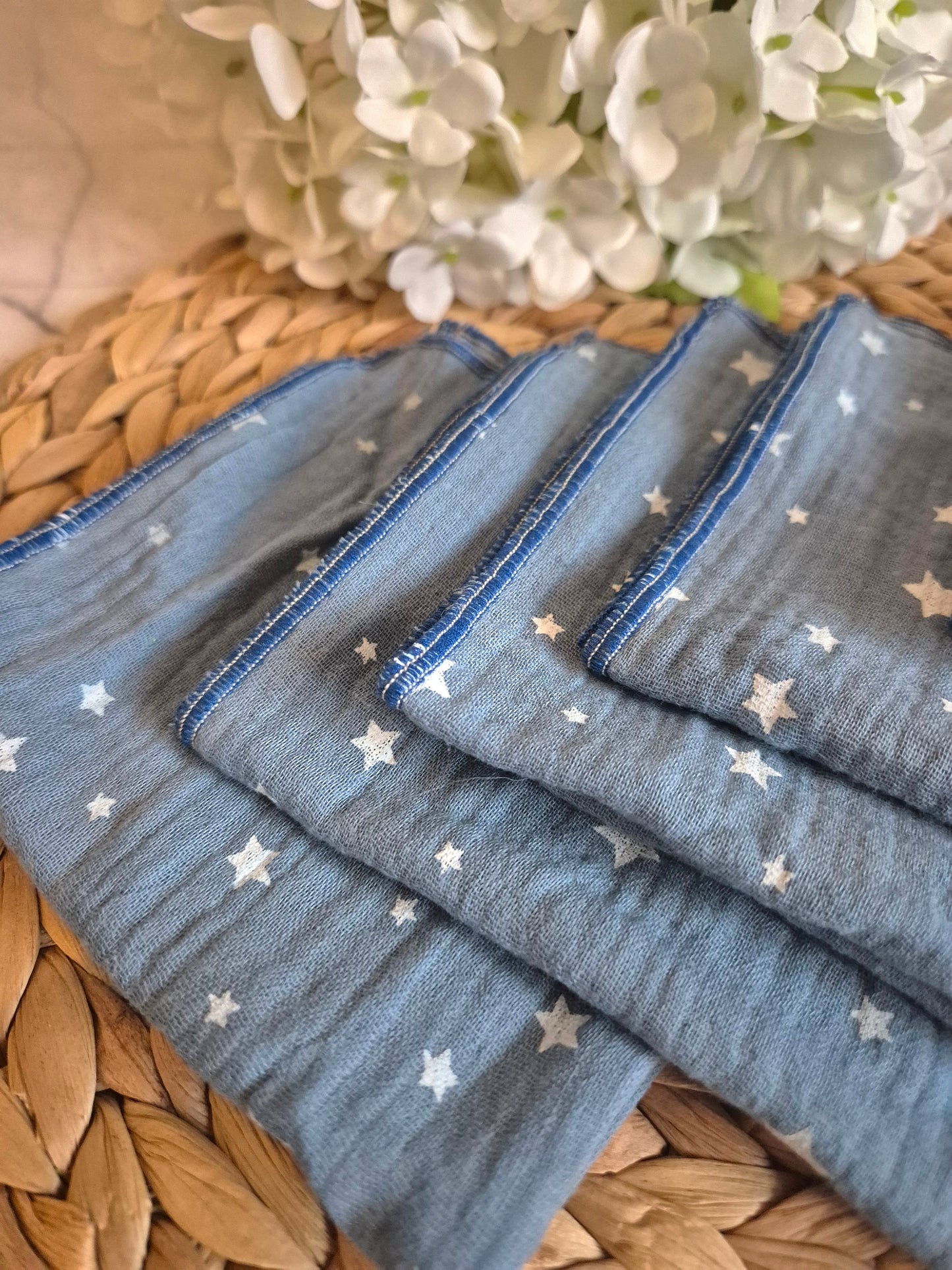 Set of 5 Handkerchief  Tissues fabric cotton very Soft Eco-Friendly washable reusable perfect gift