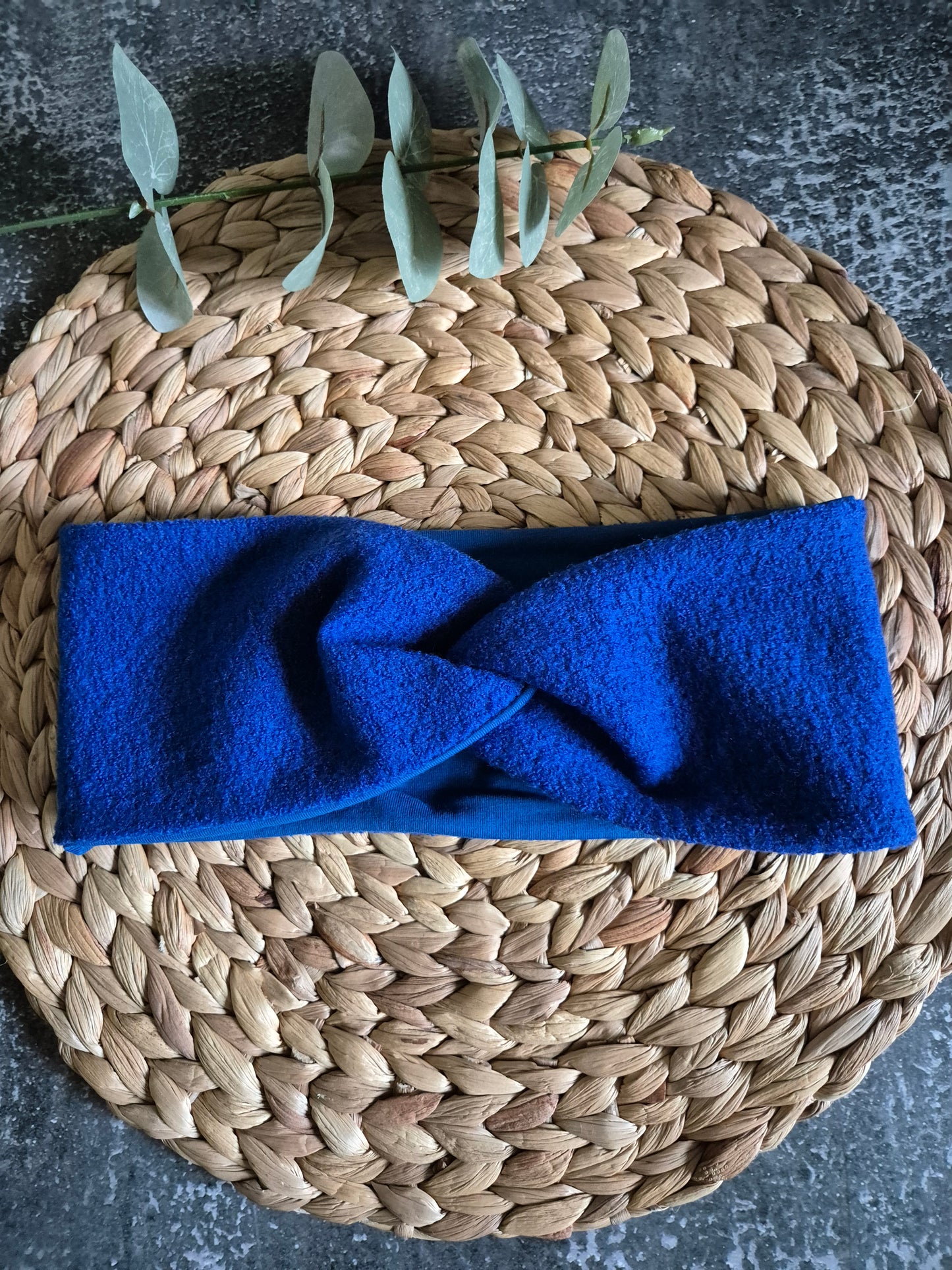 Stirnband aus MerinoWollwalk - gefüttert in BioBaumwolljersey, Grösse Damen, Farbe Royalblau