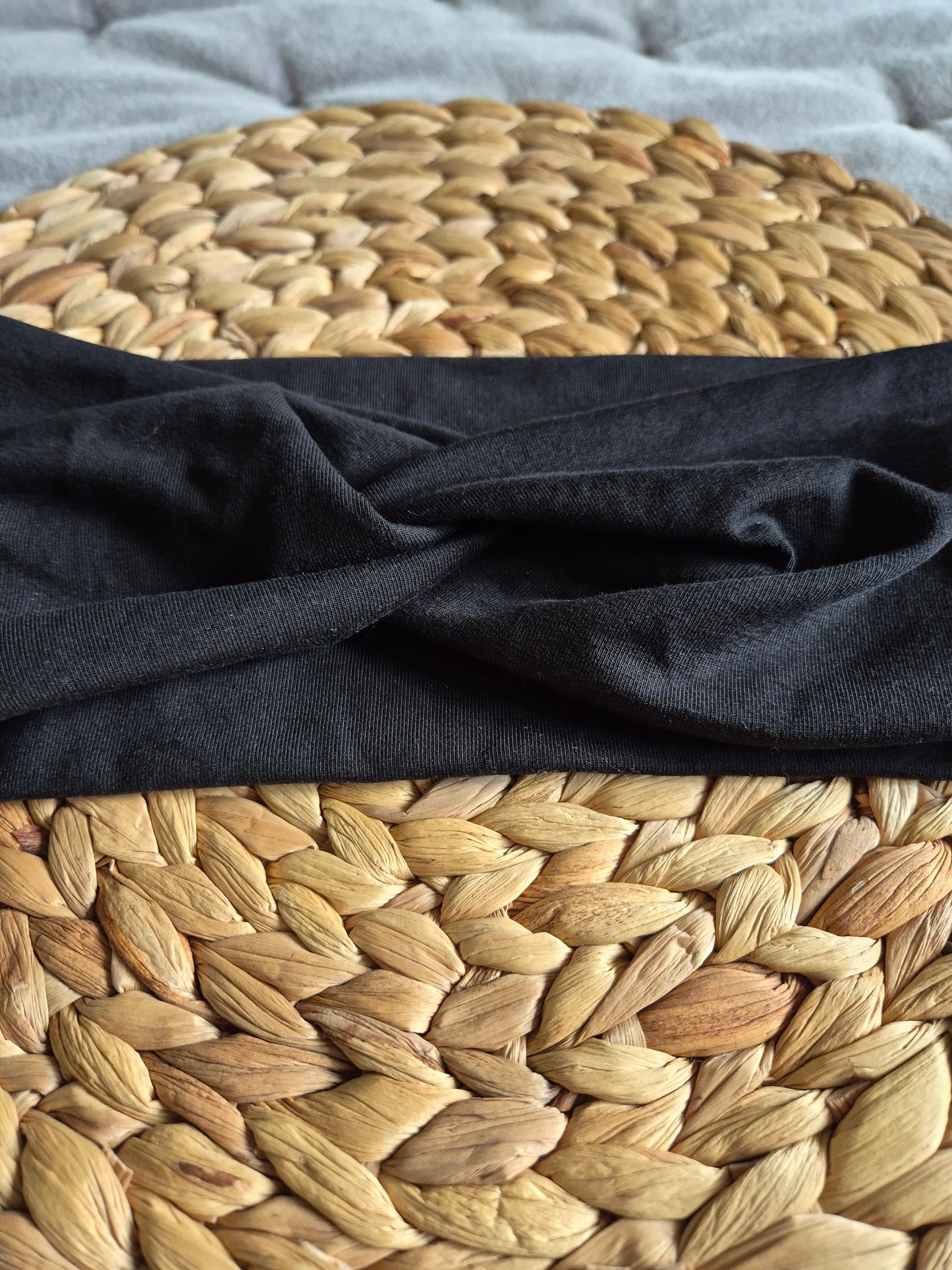 Stirnband aus BioBaumwolljersey Schwarz , Extra breit, Grösse Damen